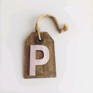 Rustic Wooden Sign Letter P Wall Hanging Rope Country Cottage Farmhouse